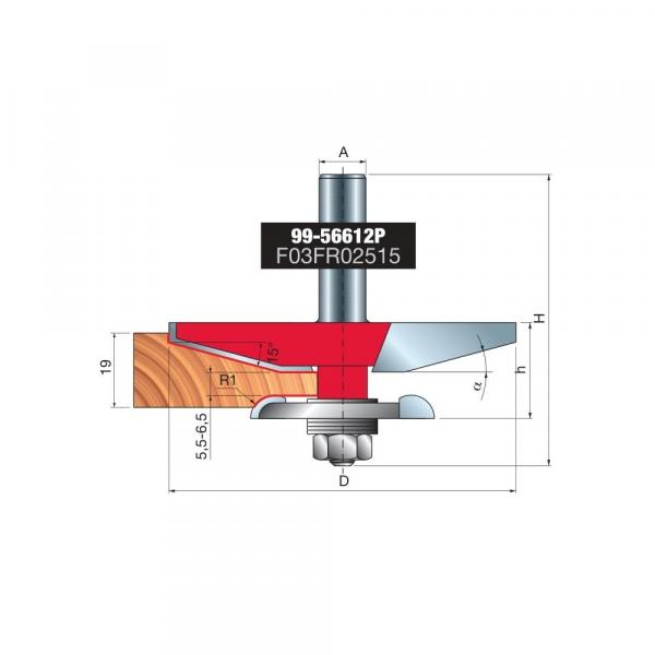 Frez do kasetonów z nożami tylnymi x 89 x 25 x 75,0 x 12 Z2 α=15° FREUD 99-56612P